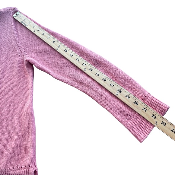 Chico's Women’s Linen Blend Coral Cardigan Sweater Sz 1 - Picture 6 of 10